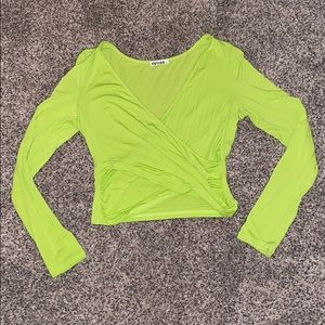 Neon Green Surplice Crop Top